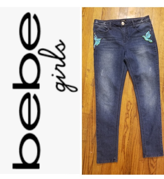 bebe Other - 🔮BEBE GIRLS Faded Jeans Butterfly Bling Size 16